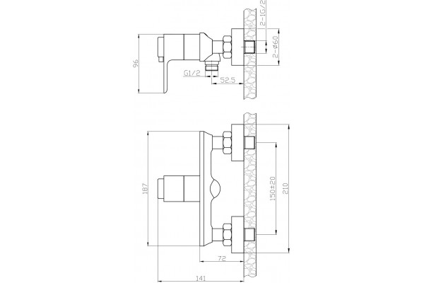 Термостат Rossinka RS50-41 для душа термостат, хром