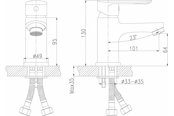 Смеситель Rossinka RS32 RS32-11 для раковины однорычажный, хром