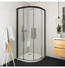 Душевой уголок Roth Exclusive ECR2N 90х90х205 профиль черный, стекло прозрачное, четверть круга, двери раздвижные