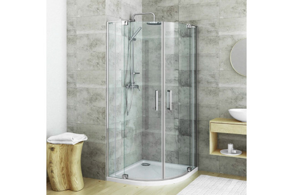 Душевой уголок Roth ELEGANT NEO 90х90х201 профиль хром, стекло прозрачное, четверть круга, двери распашные