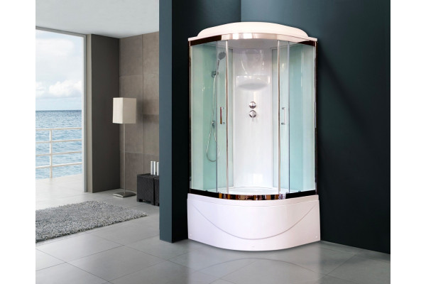 Душевая кабина Royal Bath RB 90BK6-WT-CH четверть круга, поддон глубокий