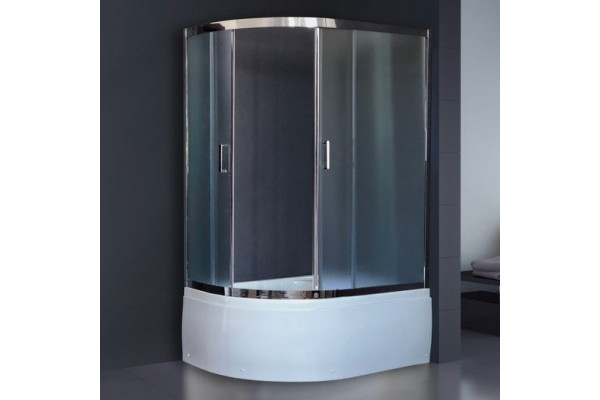 Душевой уголок Royal Bath RB 8120BK-C-CH R, с поддоном, прямоугольный-асимметричный, двери раздвижные