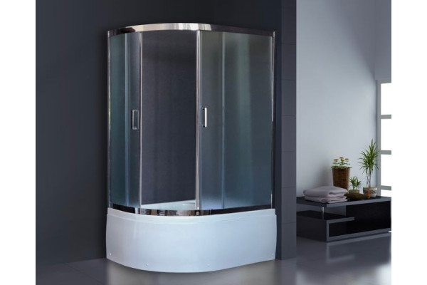 Душевой уголок Royal Bath RB 8120BK-C-CH R, с поддоном, прямоугольный-асимметричный, двери раздвижные