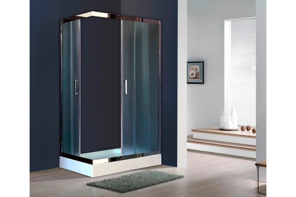 Душевой уголок Royal Bath RB 8120HP-C-СН R, с поддоном, прямоугольный, двери раздвижные