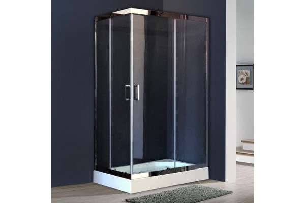 Душевой уголок Royal Bath RB 8120HP-Т-СН R, с поддоном, прямоугольный, двери раздвижные