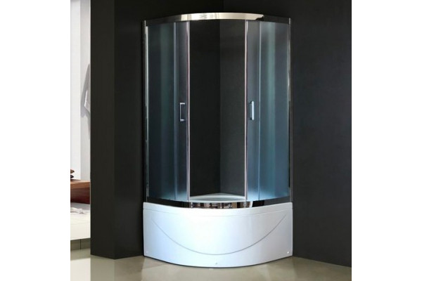 Душевой уголок Royal Bath RB 100BK-C-CH с поддоном, четверть круга, двери раздвижные