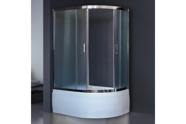 Душевой уголок Royal Bath RB 8120BK-C-CH L, с поддоном, прямоугольный-асимметричный, двери раздвижные