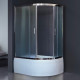 Душевой уголок Royal Bath RB 8120BK-C-CH L, с поддоном, прямоугольный-асимметричный, двери раздвижные