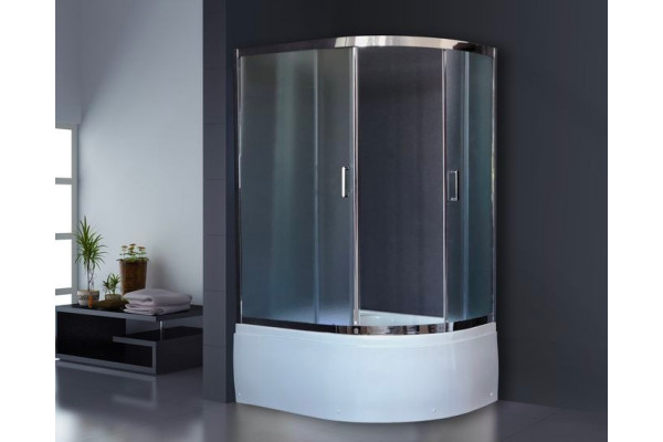 Душевой уголок Royal Bath RB 8120BK-C-CH L, с поддоном, прямоугольный-асимметричный, двери раздвижные