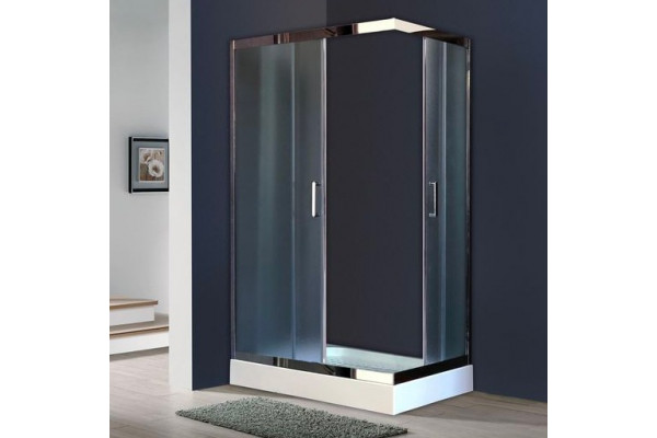 Душевой уголок Royal Bath RB 8120HP-C-СН L, с поддоном, прямоугольный, двери раздвижные
