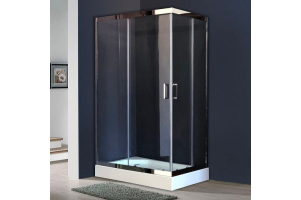 Душевой уголок Royal Bath RB 8120HP-Т-СН- L, с поддоном, прямоугольный, двери раздвижные