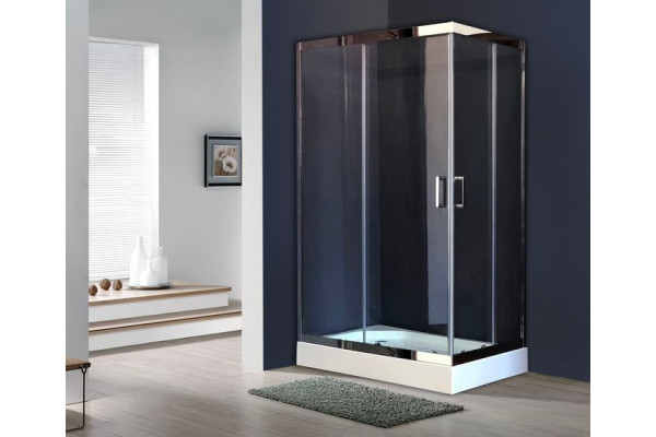 Душевой уголок Royal Bath RB 8120HP-Т-СН- L, с поддоном, прямоугольный, двери раздвижные