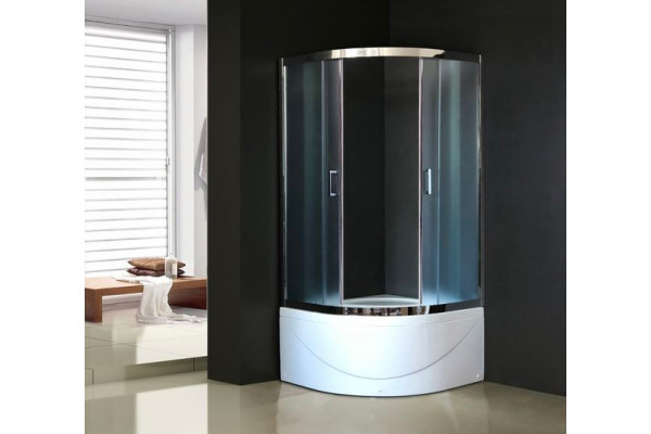 Душевой уголок Royal Bath RB 90BK-C-CH с поддоном, четверть круга, двери раздвижные