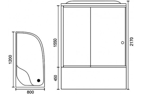 Душевая кабина Royal Bath RB8120BK1-T-CH-L+EL поддон глубокий, стекло прозрачное