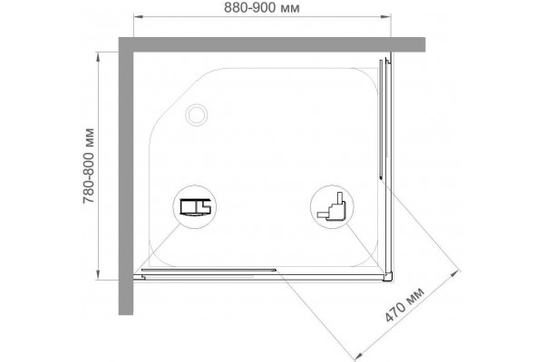 Душевой уголок Royal Bath HPD RB8090HPD-C-CH 90x80 прямоугольный, двери раздвижные