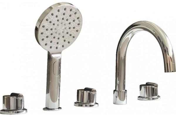 Смеситель Royal Bath Tudor RB104 на борт ванны двухвентильный, серебро