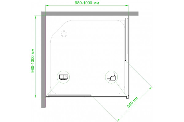 Душевой уголок Royal Bath HPD RB100HPD-C-BL 100x100 квадратный, двери раздвижные