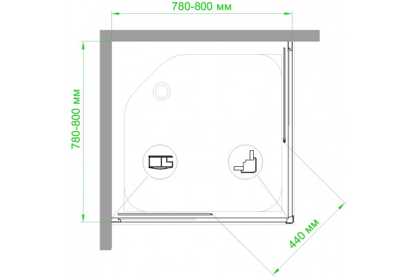 Душевой уголок Royal Bath HPD RB80HPD-C-BL 80x80 квадратный, двери раздвижные