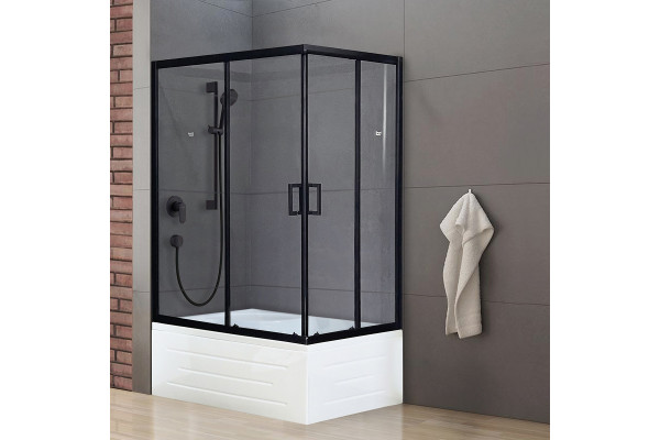 Душевой уголок Royal Bath BP RB8100BP-T-BL-L 100x80 с поддоном, прямоугольный, двери раздвижные