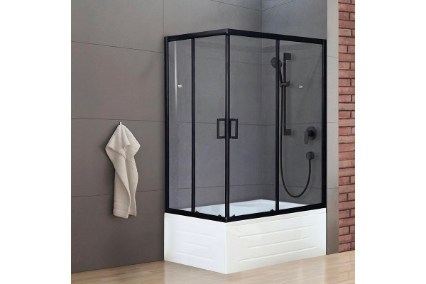 Душевой уголок Royal Bath BP RB8100BP-T-BL-R 100x80 с поддоном, прямоугольный, двери раздвижные