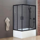 Душевой уголок Royal Bath BP RB8100BP-T-BL-R 100x80 с поддоном, прямоугольный, двери раздвижные