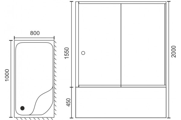 Душевой уголок Royal Bath BP RB8100BP-T-BL-R 100x80 с поддоном, прямоугольный, двери раздвижные