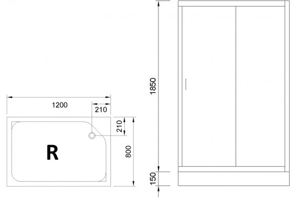 Душевой уголок Royal Bath HP RB8120HP-C-BL-R 120x80 с поддоном, прямоугольный, двери раздвижные