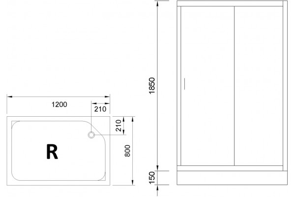 Душевой уголок Royal Bath HP RB8120HP-T-BL-R 120x80 с поддоном, прямоугольный, двери раздвижные