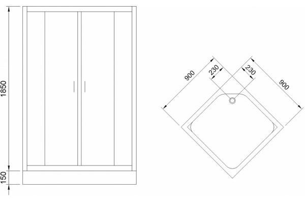 Душевой уголок Royal Bath HP RB90HP-T-BL 90x90 с поддоном, квадратный, двери раздвижные