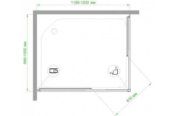Душевой уголок Royal Bath HPD RB1120HPD-T-BL 120x100 прямоугольный, двери раздвижные