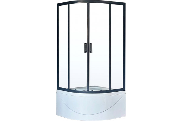 Душевой уголок Royal Bath BK RB100BK-T-BL 100x100 с поддоном, четверть круга, двери раздвижные