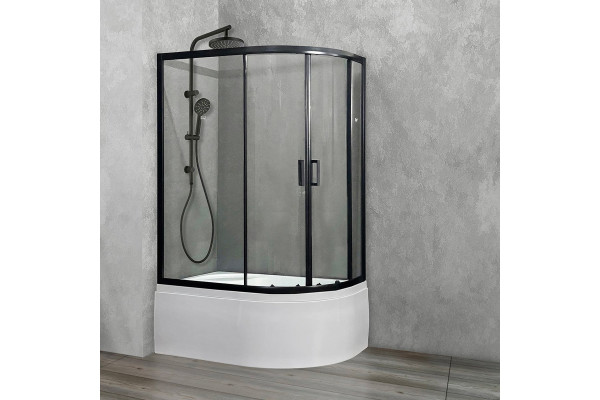 Душевой уголок Royal Bath BK RB8120BK-T-BL-L 120x80 с поддоном, прямоугольный-асимметричный, двери раздвижные