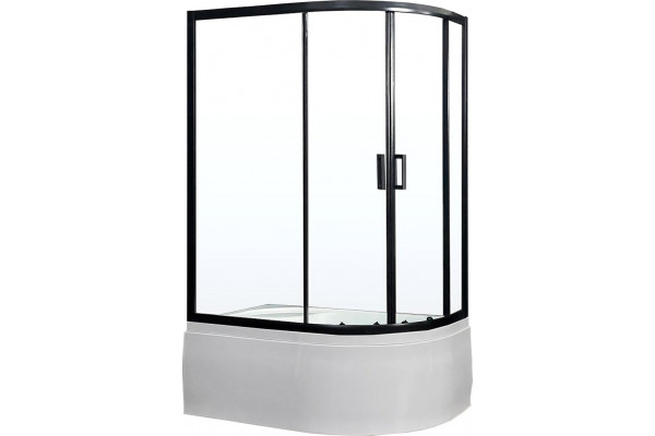 Душевой уголок Royal Bath BK RB8120BK-T-BL-L 120x80 с поддоном, прямоугольный-асимметричный, двери раздвижные