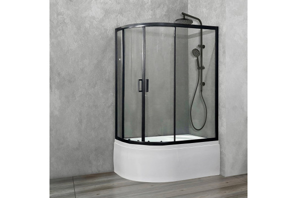 Душевой уголок Royal Bath BK RB8120BK-T-BL-R 120x80 с поддоном, прямоугольный-асимметричный, двери раздвижные