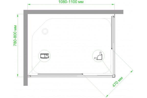 Душевой уголок Royal Bath HPD RB8110HPD-T-BL 110x80 прямоугольный, двери раздвижные