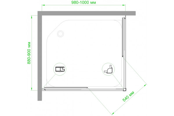 Душевой уголок Royal Bath HPD RB9100HPD-T-BL 100x90 прямоугольный, двери раздвижные