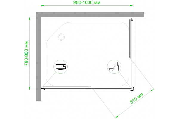 Душевой уголок Royal Bath HPD RB8100HPD-T-BL 100x80 прямоугольный, двери раздвижные