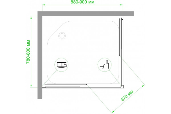 Душевой уголок Royal Bath HPD RB8090HPD-T-BL 90x80 прямоугольный, двери раздвижные