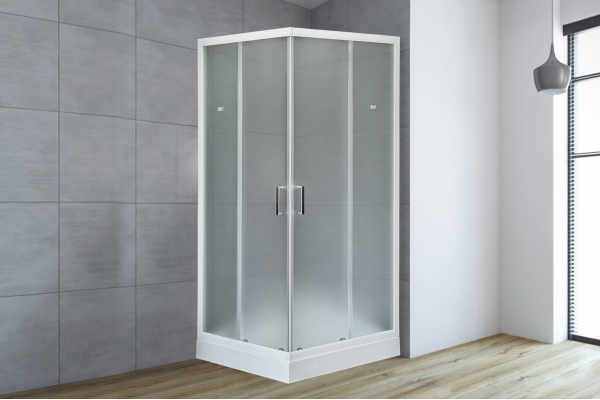 Душевой уголок Royal Bath RB 90HP-C квадратный, двери раздвижные, стекло рифленое