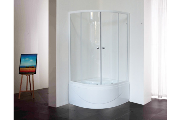 Душевой уголок Royal Bath RB 100BK-T четверть круга, двери раздвижные, стекло прозрачное