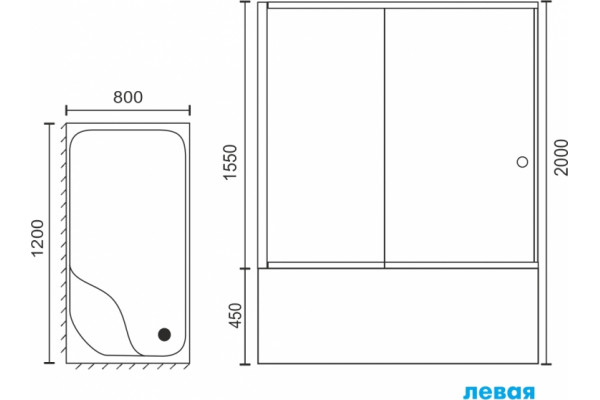 Душевой уголок Royal Bath RB 8120BP-C-L прямоугольный, двери раздвижные, стекло рифленое