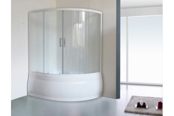 Шторка на ванну Royal Bath Alpine RB 140ALP-T 140 см, прозрачное стекло, раздвижная, профиль белый