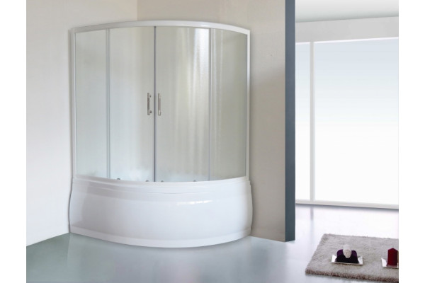 Шторка на ванну Royal Bath Alpine RB 150ALP-С 150 см, стекло шиншилла, раздвижная, профиль белый