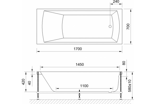 Акриловая ванна Royal Bath Vienna RB 953203 170 см пристенная, прямоугольная