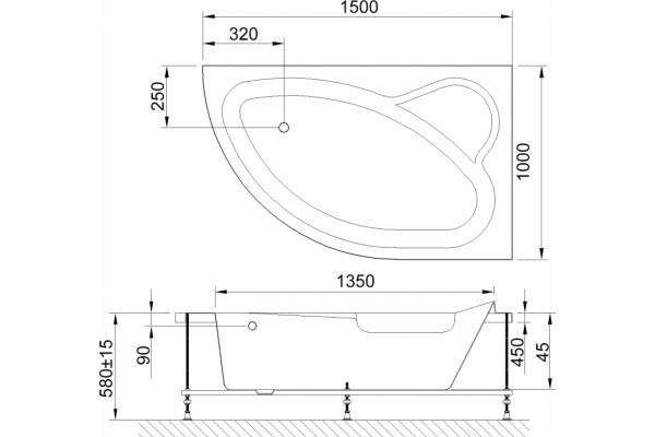 Акриловая ванна Royal Bath Alpine RB 819100 R 150 см пристенная, асимметричная