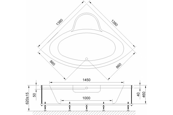 Акриловая ванна Royal Bath Fanke RB 581200 пристенная, четверть круга