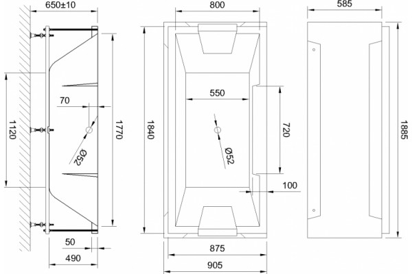 Акриловая ванна Royal Bath Triumph RB 665102 185x87 см с экранами, пристенная, прямоугольная