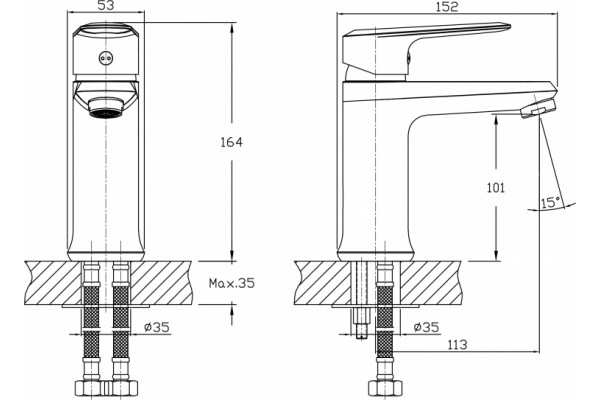 Смеситель Rush Devon DE7535-11 для раковины однорычажный, хром