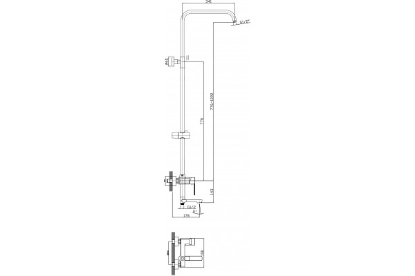 Душевая стойка Rush ST4235-30 хром, штанга 101.9 см, шланг 150 см