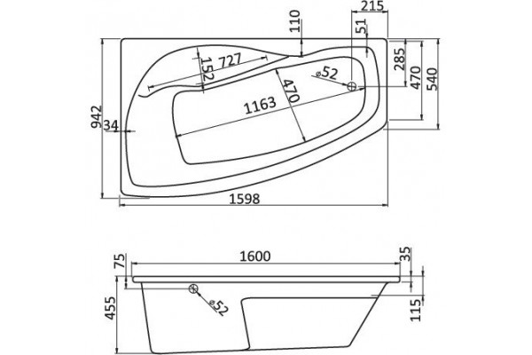 Ванна акриловая Santek Майорка XL 160х95 левосторонняя белая 1.WH11.1.991